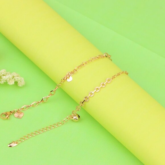 "Butterfly Charm Rose Gold Anklet with Dual Chain Accent, XPAL1188 - Picture 5 of 12